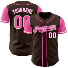 Laden Sie das Bild in den Galerie-Viewer, Custom Brown Pink-White Authentic Two Tone Baseball Jersey