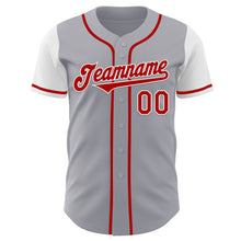 Laden Sie das Bild in den Galerie-Viewer, Custom Gray Red-White Authentic Two Tone Baseball Jersey
