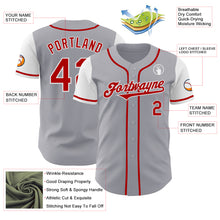 Laden Sie das Bild in den Galerie-Viewer, Custom Gray Red-White Authentic Two Tone Baseball Jersey