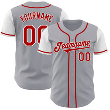 Laden Sie das Bild in den Galerie-Viewer, Custom Gray Red-White Authentic Two Tone Baseball Jersey