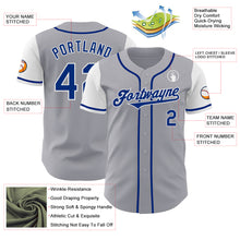 Laden Sie das Bild in den Galerie-Viewer, Custom Gray Royal-White Authentic Two Tone Baseball Jersey