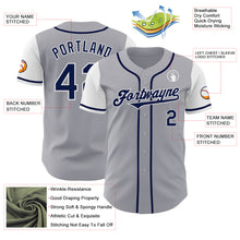 Laden Sie das Bild in den Galerie-Viewer, Custom Gray Navy-White Authentic Two Tone Baseball Jersey