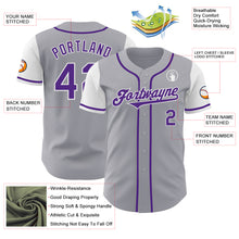 Laden Sie das Bild in den Galerie-Viewer, Custom Gray Purple-White Authentic Two Tone Baseball Jersey