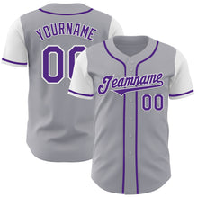 Laden Sie das Bild in den Galerie-Viewer, Custom Gray Purple-White Authentic Two Tone Baseball Jersey