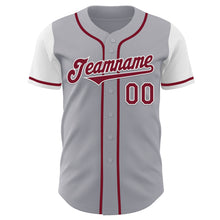 Laden Sie das Bild in den Galerie-Viewer, Custom Gray Crimson-White Authentic Two Tone Baseball Jersey