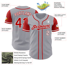 Laden Sie das Bild in den Galerie-Viewer, Custom Gray Red-White Authentic Two Tone Baseball Jersey