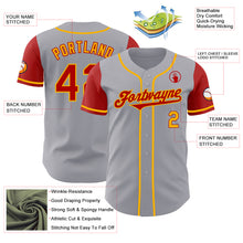 Laden Sie das Bild in den Galerie-Viewer, Custom Gray Red-Gold Authentic Two Tone Baseball Jersey