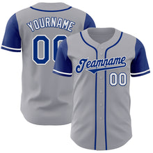 Laden Sie das Bild in den Galerie-Viewer, Custom Gray Royal-White Authentic Two Tone Baseball Jersey