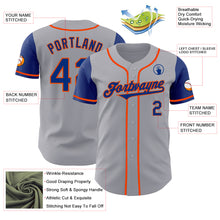 Laden Sie das Bild in den Galerie-Viewer, Custom Gray Royal-Orange Authentic Two Tone Baseball Jersey