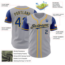 Laden Sie das Bild in den Galerie-Viewer, Custom Gray Royal-Gold Authentic Two Tone Baseball Jersey