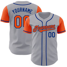 Laden Sie das Bild in den Galerie-Viewer, Custom Gray Orange-Royal Authentic Two Tone Baseball Jersey