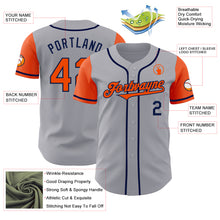 Load image into Gallery viewer, Custom Gray Orange-Navy Authentic Two Tone Baseball Jersey