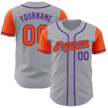 Laden Sie das Bild in den Galerie-Viewer, Custom Gray Orange-Purple Authentic Two Tone Baseball Jersey