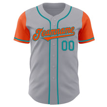 Laden Sie das Bild in den Galerie-Viewer, Custom Gray Orange-Teal Authentic Two Tone Baseball Jersey