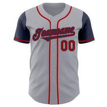 Laden Sie das Bild in den Galerie-Viewer, Custom Gray Navy-Red Authentic Two Tone Baseball Jersey
