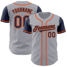Laden Sie das Bild in den Galerie-Viewer, Custom Gray Navy-Orange Authentic Two Tone Baseball Jersey