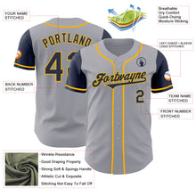 Laden Sie das Bild in den Galerie-Viewer, Custom Gray Navy-Gold Authentic Two Tone Baseball Jersey