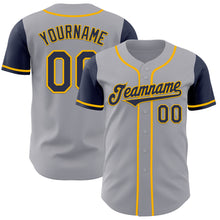 Laden Sie das Bild in den Galerie-Viewer, Custom Gray Navy-Gold Authentic Two Tone Baseball Jersey