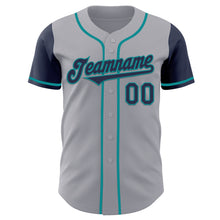 Laden Sie das Bild in den Galerie-Viewer, Custom Gray Navy-Teal Authentic Two Tone Baseball Jersey