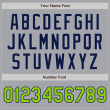 Laden Sie das Bild in den Galerie-Viewer, Custom Gray Neon Green-Navy Authentic Two Tone Baseball Jersey