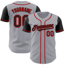Laden Sie das Bild in den Galerie-Viewer, Custom Gray Black-Red Authentic Two Tone Baseball Jersey