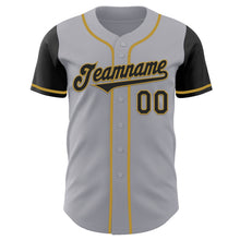 Laden Sie das Bild in den Galerie-Viewer, Custom Gray Black-Old Gold Authentic Two Tone Baseball Jersey