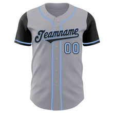 Laden Sie das Bild in den Galerie-Viewer, Custom Gray Black-Light Blue Authentic Two Tone Baseball Jersey