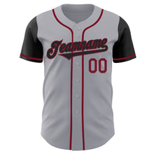 Laden Sie das Bild in den Galerie-Viewer, Custom Gray Black-Crimson Authentic Two Tone Baseball Jersey