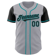 Laden Sie das Bild in den Galerie-Viewer, Custom Gray Black-Teal Authentic Two Tone Baseball Jersey