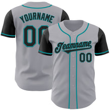 Laden Sie das Bild in den Galerie-Viewer, Custom Gray Black-Teal Authentic Two Tone Baseball Jersey