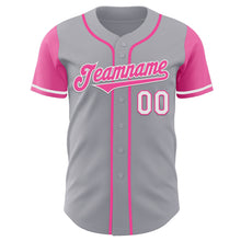 Laden Sie das Bild in den Galerie-Viewer, Custom Gray Pink-White Authentic Two Tone Baseball Jersey