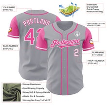 Laden Sie das Bild in den Galerie-Viewer, Custom Gray Pink-White Authentic Two Tone Baseball Jersey