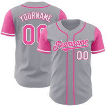 Laden Sie das Bild in den Galerie-Viewer, Custom Gray Pink-White Authentic Two Tone Baseball Jersey
