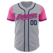 Laden Sie das Bild in den Galerie-Viewer, Custom Gray Pink-Navy Authentic Two Tone Baseball Jersey
