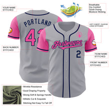 Laden Sie das Bild in den Galerie-Viewer, Custom Gray Pink-Navy Authentic Two Tone Baseball Jersey