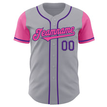 Laden Sie das Bild in den Galerie-Viewer, Custom Gray Pink-Purple Authentic Two Tone Baseball Jersey