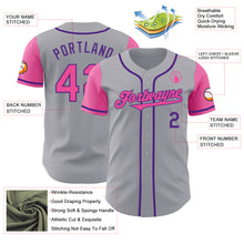Laden Sie das Bild in den Galerie-Viewer, Custom Gray Pink-Purple Authentic Two Tone Baseball Jersey