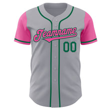 Laden Sie das Bild in den Galerie-Viewer, Custom Gray Pink-Kelly Green Authentic Two Tone Baseball Jersey