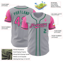 Laden Sie das Bild in den Galerie-Viewer, Custom Gray Pink-Kelly Green Authentic Two Tone Baseball Jersey
