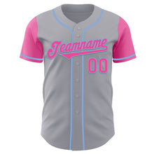 Laden Sie das Bild in den Galerie-Viewer, Custom Gray Pink-Light Blue Authentic Two Tone Baseball Jersey