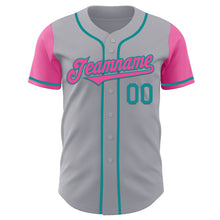 Laden Sie das Bild in den Galerie-Viewer, Custom Gray Pink-Teal Authentic Two Tone Baseball Jersey