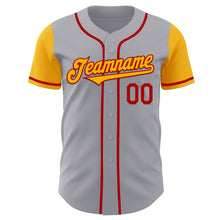 Laden Sie das Bild in den Galerie-Viewer, Custom Gray Gold-Red Authentic Two Tone Baseball Jersey