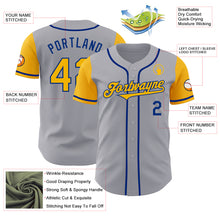Laden Sie das Bild in den Galerie-Viewer, Custom Gray Gold-Royal Authentic Two Tone Baseball Jersey