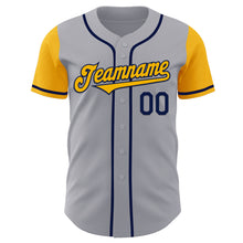 Laden Sie das Bild in den Galerie-Viewer, Custom Gray Gold-Navy Authentic Two Tone Baseball Jersey