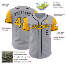 Laden Sie das Bild in den Galerie-Viewer, Custom Gray Gold-Black Authentic Two Tone Baseball Jersey