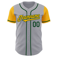 Laden Sie das Bild in den Galerie-Viewer, Custom Gray Gold-Green Authentic Two Tone Baseball Jersey
