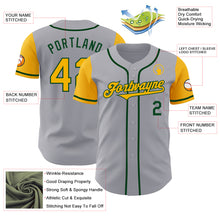 Laden Sie das Bild in den Galerie-Viewer, Custom Gray Gold-Green Authentic Two Tone Baseball Jersey