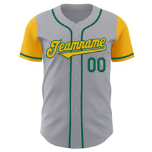 Laden Sie das Bild in den Galerie-Viewer, Custom Gray Gold-Kelly Green Authentic Two Tone Baseball Jersey