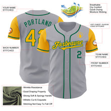 Laden Sie das Bild in den Galerie-Viewer, Custom Gray Gold-Kelly Green Authentic Two Tone Baseball Jersey