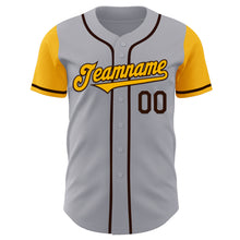 Laden Sie das Bild in den Galerie-Viewer, Custom Gray Gold-Brown Authentic Two Tone Baseball Jersey